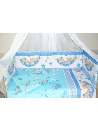 Детский постельный комплект в кроватку Мишка в гамаке 7 предметов