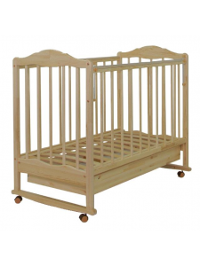Детская деревянная кроватка СКВ-2 колесо-качалка, автостенка, ящик ПВХ